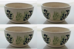 4 Blueberry Bowls - Earthenware