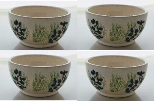 4 Blueberry Bowls - Earthenware
