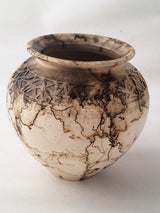 Horsehair Vase w/carved inlay 6"h x 6"w