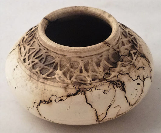 Horsehair Vase, w/carved inlay 5 1/2